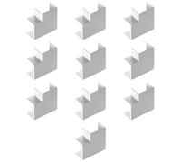 Confezione da 10, Angolo piano per minicanalina 20x10mm, bianco, in PVC, tecnopolimero ad alta resistenza, mini canaline, canale per cavi elettrici