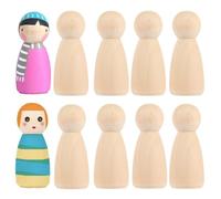 Confezione da 10 bambole femminili in legno non finito, alte 55 mm, dotate di corpi bianchi e angelo. Ideali per personalizzare con creatività fai da te e decorare feste nuziali.