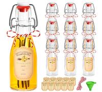 Confezione da 10 bottiglie in vetro con tappo ermetico da 150 ml, bottiglie in vetro trasparente per salse e liquori, per cucina, produzione casalinga di vino e succhi di frutta, per bevande