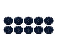 Confezione da 10 bottoni rotondi in plastica blu scuro da 20 mm, da cucire, per cappotti, giacche, maglieria, cardigan, piatti, 4 fori, 32 l