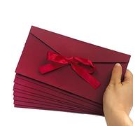 Confezione da 10 buste in carta kraft retrò con fibbia con nastro per biglietti regalo, buste di alta qualità per inviti fatti a mano, lettere, matrimoni, compleanni o festival
