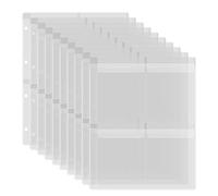 Confezione da 10 buste per raccoglitori in plastica formato A4, 4 fori, impermeabili, in PVC, per fogli sfusi per budget, organizer per foto, documenti, francobolli e matrici (4 griglie)
