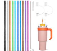 Confezione da 10 cannucce glitterate per Stanley Cup, 31 cm, extra lunghe, riutilizzabili, per Stanley Cup, accessori con 2 spazzole per la pulizia e 2 coperture in paglia (10 colori)