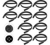 Confezione da 10 cavi Dmx 2 m, 3 pin, cavo XLR a 3 poli, cavo di collegamento di segnale Dmx Light Cable, connettore di segnale Dmx, cannone per controllo della luce Dmx Moving Head, nero