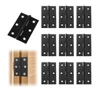 Confezione da 10 cerniere rettangolari piatte per porte, 63 mm, in acciaio inox 201, colore nero, per mobili in legno, finestre, scatole di gioielli, cassetti (10 pezzi)