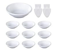 Confezione Da 10 Ciotole Per Salse E 2 Spazzole Bianche Per La Pulizia, Ciotole Per Spezie Rotonde, Ciotole Per Spezie Durevoli, Ciotole Per Posate, Adatte A Casa, Ristorante, Mensa