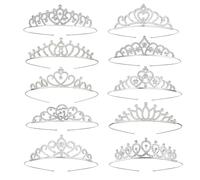 Confezione da 10 diademi per compleanno per ragazze, corone da principessa con strass di cristallo, fasce argentate, diadema per feste, balli, matrimoni, matrimoni, corone da donna, tiare da