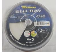 Confezione da 10 dischi Blu Ray Traxdata stampabili a getto d'inchiostro 4x