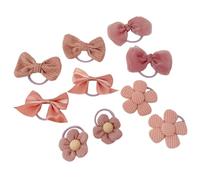 Confezione da 10 elastici per capelli con fiocco rosa, elastici per capelli, per donne, ragazze e bambini, graziosi fiocchi per coda di cavallo (design con farfalla e fiore)