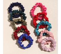 Confezione da 10 elastici per capelli in raso da donna, morbidi ed elastici per capelli spessi e sottili, non danneggiano i capelli, essenziali per legare i capelli (A)