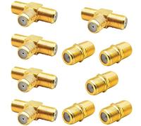 Confezione da 10 estensori di cavi coassiali RG6 e F tipo RG6 femmina a 2 femmina 3 vie cavo coassiale T Splitter adattatore, cavo coassiale connettore a T e per TV Video VCR Antenna satellitare