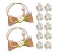 Confezione Da 10 Fermagli Per Capelli Con Fiori Trasparenti Con 2 Elastici Per Capelli Con Fiocco, Fermagli Per Capelli Con Fiori Luminosi, Fermagli Per Capelli Antiscivolo