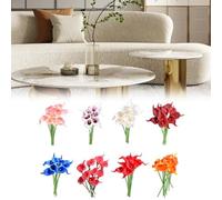Confezione da 10 fiori artificiali realistici alti 34 cm, in plastica PU, decorazione floreale per casa, matrimonio, fotografia, scenografia, bianco, tramonto, rosso, viola, rosa, blu reale (blu reale