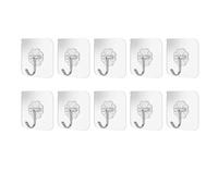 Confezione da 10 ganci da parete 7 × 7 cm, design trasparente senza danni, multi-angolo per cucina, bagno, camera da letto, utilizzo efficiente dello spazio.