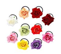 Confezione da 10 ghirlande colorate per capelli, fatte a mano, con rose, elastiche, decorative, per coda di cavallo, per donne, matrimoni, feste nuziali