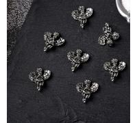 Confezione da 10 gioielli alla moda a forma di teschio, stile vintage, 3D, decorazione a forma di teschio