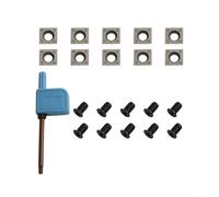 Confezione da 10 inserti quadrati in carburo indicizzabili, 14 x 14 x 2 mm, per utensili per tornio di legno, 4 lame sostituibili per bordi con angolo di 30° per teste a spirale, MDF, compensato