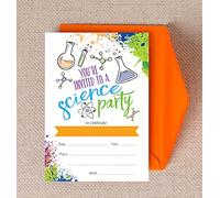 Confezione da 10 Inviti Compleanno Bambino, Feste di Compleanno, Scienziati, con Buste.