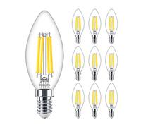 Confezione da 10 lampadine LED Philips Master Value da 3,4 W (ricambio 40 W) B35, dimmerabili, attacco Edison piccolo E14 SES, 2700 K, bianco caldo, 470 lumen, 15000 ore, luce trasparente (10)