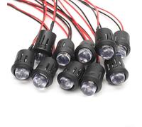 Confezione da 10 lampadine LED precablate da 10 mm, 12 V, con lenti trasparenti e cavo da 20 cm, luce costante, per giardino, patio, cortile, decorazione, rosso, bianco, blu, giallo, 6000-8000 MCD