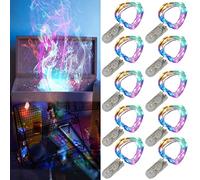 Confezione da 10 luci stringa LED a batteria 1m 10 LED filo d'argento luci stringa bottiglia stella impermeabile multicolore per Natale festa di nozze camera da letto decorazione interna ed esterna…
