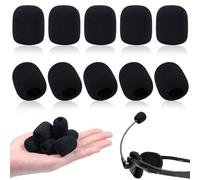 Confezione da 10 mini microfoni lavalier in schiuma ad alta densità per cuffie e microfoni da bavero, riduzione del rumore, protezione dal vento, taglia piccola, misura universale, colore nero