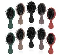 Confezione da 10 mini spazzole con setole di cinghiale confezionate singolarmente, setole di cinghiale e nylon aggiungono lucentezza, promuovono la crescita dei capelli, massaggio e districante