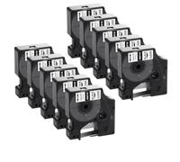 Confezione da 10 nastri per etichette da 12 mm D1 nero su trasparente compatibile con stampante per etichette 45010 ConmTen 45010 300 350(Black on Clear)