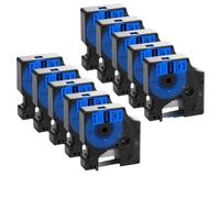 Confezione da 10 nastri per etichette da 12 mm D1 nero su trasparente compatibile con stampante per etichette 45010 ConmTen 45010 300 350(Black on Blue)