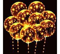 Confezione da 10 palloncini trasparenti a elio con luci a LED, 50 cm, 15 pezzi, si illuminano al buio, per Natale, matrimonio, compleanno, San Valentino, Halloween, decorazioni per feste