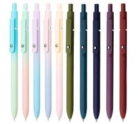 Confezione da 10 penne gel giapponesi Premium - 0,5 mm Fine Point Black Ink (5 Vintage + 5 Aurora), scrittura liscia con impugnatura in silicone e clip in metallo