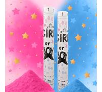 Confezione da 10 pezzi di Cannoni Coriandoli Festa Rivelazione di genere Sesso Rosa o Blu 40 cm - Cannone Festa Rivelazione Sesso Bambino Ragazza Ragazzo Ragazze Bambini - Baby Shower Gender Reveal