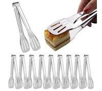 Confezione da 10 pinze da buffet, da 17,8 cm, piccole pinze da cucina in acciaio inox, pinze per insalata, pinze per insalata, torte, barbecue, feste in casa