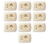 CONFEZIONE DA 10 PLACCHE IN TECNOPOLIMERO, COMPATIBILE CON BTICINO MAGIC, 2 MODULI/POSTI, SINGOLO E DOPPIO, SCHUKO, UNEL, AVORIO, ALTA QUALITA',DESIGN CLASSICO, PER INTERRUTTORI/PRESE