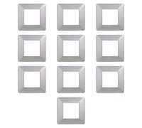CONFEZIONE DA 10 PLACCHE IN TECNOPOLIMERO, COMPATIBILE CON VIMAR PLANA, 2 MODULI/POSTI, COLORE ARGENTO, ALTA QUALITA', DESIGN ELEGANTE E MODERNO, PER INTERRUTTORI/PRESE, SERIE CIVILE