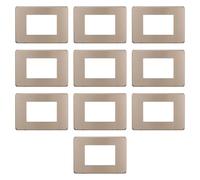 CONFEZIONE DA 10 PLACCHE SLIM IN TECNOPOLIMERO, COMPATIBILE CON BTICINO AXOLUTE AIR, 3 MODULI/POSTI, COLORE BRONZO, SOTTILE, ALTA QUALITA', DESIGN ELEGANTE E MODERNO, PER INTERRUTTORI/PRESE