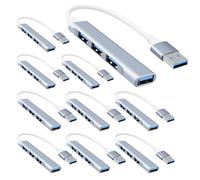 Confezione da 10 porte USB Hub Splitter: Espansore di porte USB a 4 porte - Hub USB 3.0 Dongle USB multiporta per PC portatile Accessori per computer Dell HP - Lega di alluminio