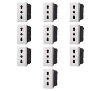 Confezione da 10 prese 10A 16A bipasso bivalente, Moduli Bianchi, Compatibile Con BTicino Axolute, antenna, ethernet, TV, antenna, USB, schuko, Per Placche originali e compatibili