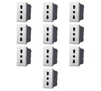 Confezione da 10 prese 10A 16A bipasso bivalente, Moduli Grigi, grigio, Compatibile Con BTicino Axolute, antenna, ethernet, TV, antenna, USB, schuko, Per Placche originali e compatibili