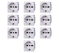 Confezione da 10 prese schuko 16A bivalente, Moduli Bianchi, Compatibile Con Vimar Plana, antenna, ethernet, TV, antenna, USB, schuko, Per Placche originali e compatibili
