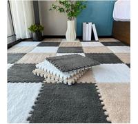 Confezione da 10 quadrotti for moquette ad incastro, multicolori, 30,5 x, cm,Tappetini in schiuma(Gray+white+khaki)