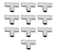 Confezione da 10 Raccordi a T per collegamento tra tubi rigidi, diametro 20 mm, ispezionabile, IP40, per interno, in PVC rigido, derivazione, per impianto elettrico fuori muro, cavi elettrici, grigio