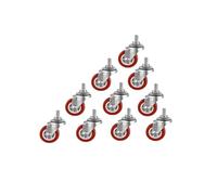 [Confezione da 10] Rotella con vite rossa da 1,5 pollici M8 rullo Ruota in plastica PVC Supporto meccanico in vetro