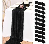 Confezione da 10 runner da tavola nero per formaggio, 3 m di lunghezza, runner boho da tavolo, garza per feste di compleanno, festival, decorazioni per matrimoni (nero)