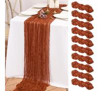 Confezione da 10 runner da tavolo terracotta, runner in lino per formaggi, 3 m di lunghezza, runner da tavolo in stile boho, runner in garza per festa di compleanno, festival, decorazione per