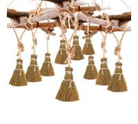 Confezione da 10 Scopa per Strega di Halloween - Mini Decorazione Artigianale di Paglia di Halloween,per la Decorazione della Festa della casa delle Bambole in Miniatura del Giardino della Cucina