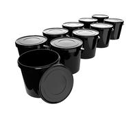 Confezione da 10 secchi con coperchio - 10 l - Nero - Rotondo - In plastica per alimenti - Ermetico e stabile - Secchio vuoto con maniglia e coperchio - Adatto per alimenti, chimica, la