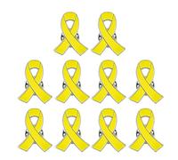 Confezione da 10 spille a forma di nastro giallo per la coscienza della salute, eleganti spille da donna, accessori eleganti, Metallo