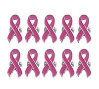 Confezione da 10 spille da bavero con nastro rosa per la ricerca sul cancro al seno e la sensibilizzazione sul cancro al seno, set di spille da balia per cappotti, camicie,