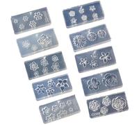 Confezione da 10 stampi in silicone per nail art, accessori decorativi, a forma di fiore, per vari tipi di nail art